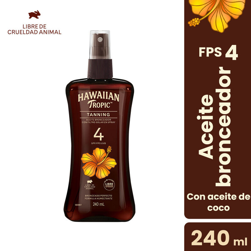 Aceite Bronceador En Spray Hawaiian Tropic Tm Cn Filtro Solar Frasco 240Ml