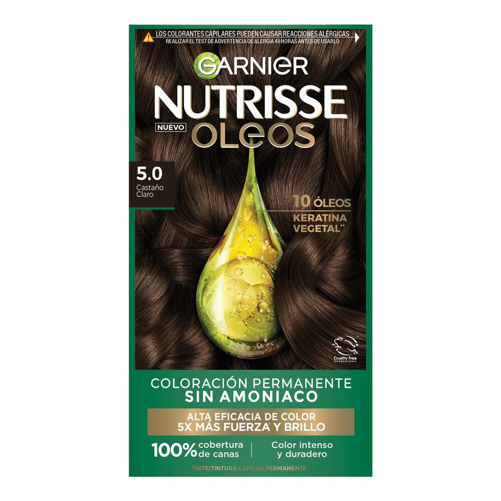 Tintura Garnier Nutrisse Oleos Tono 5.0 Castaño Claro Sin Amoniaco