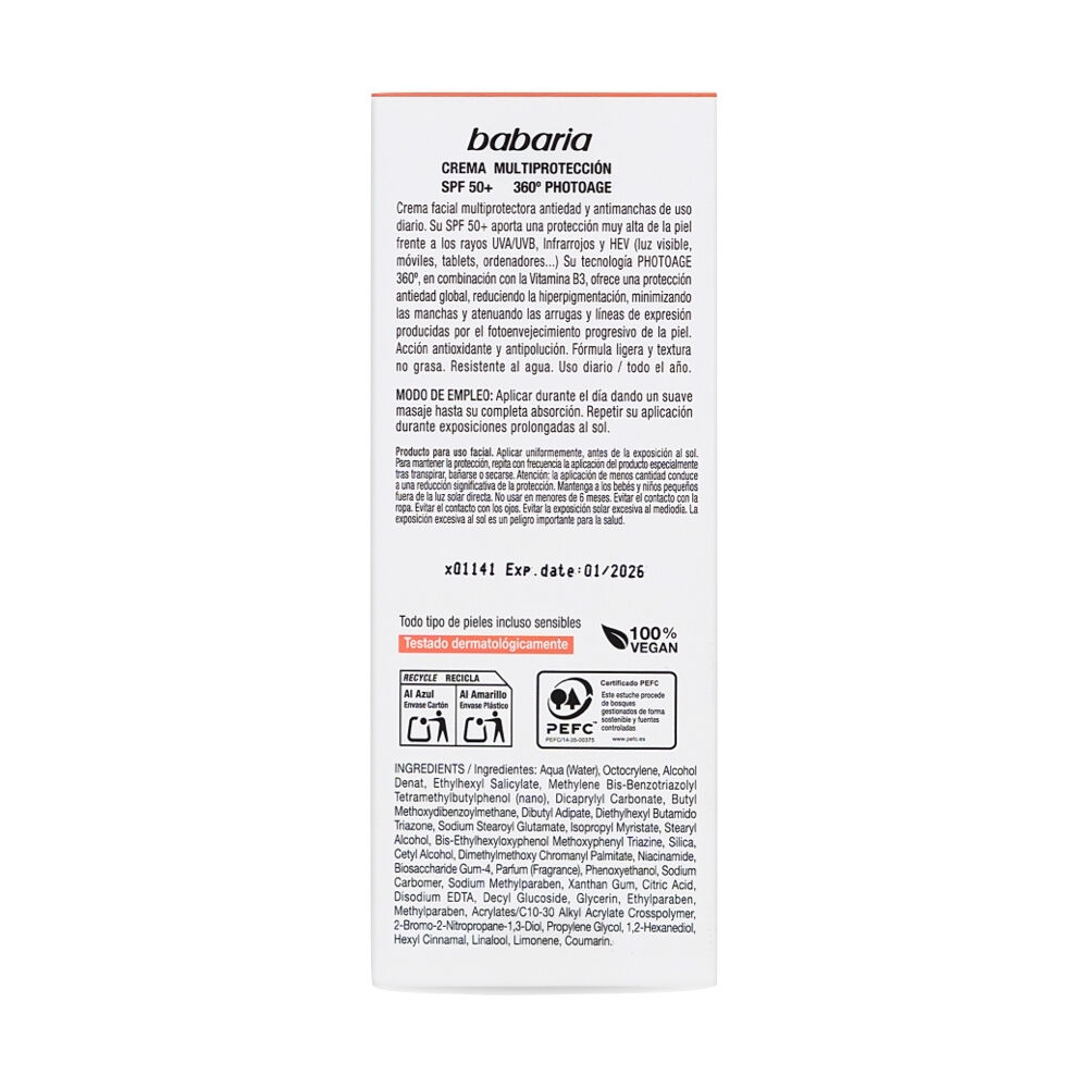 Crema-Multi-Proteccion-Babaria-Antiedad-Antimanchas-Spf-50-Tubo-X-50Ml-imagen-2