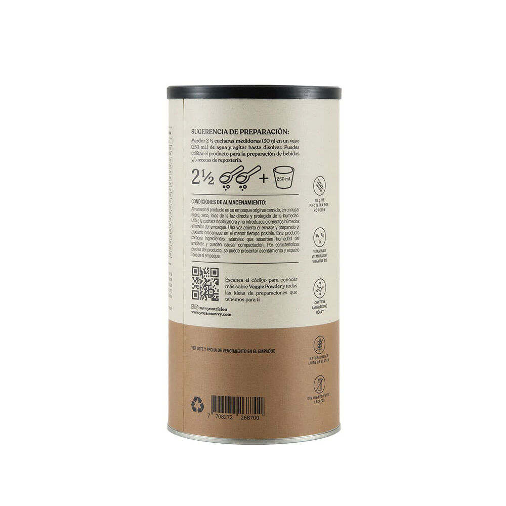 Proteina-Veggie-Powder-Savvy-Tarro-X-630Gr-Chocolate-imagen-3