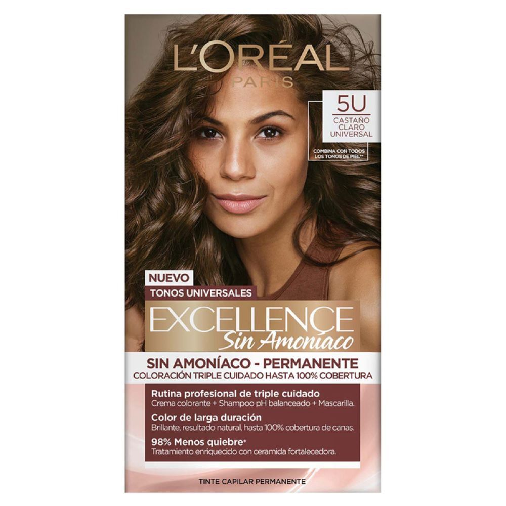 Tinte-Capilar-Loreal-Paris-5U-Excellence-Sin-Amoniaco-Tubo-por-45Gr-Castano-Claro-imagen-1
