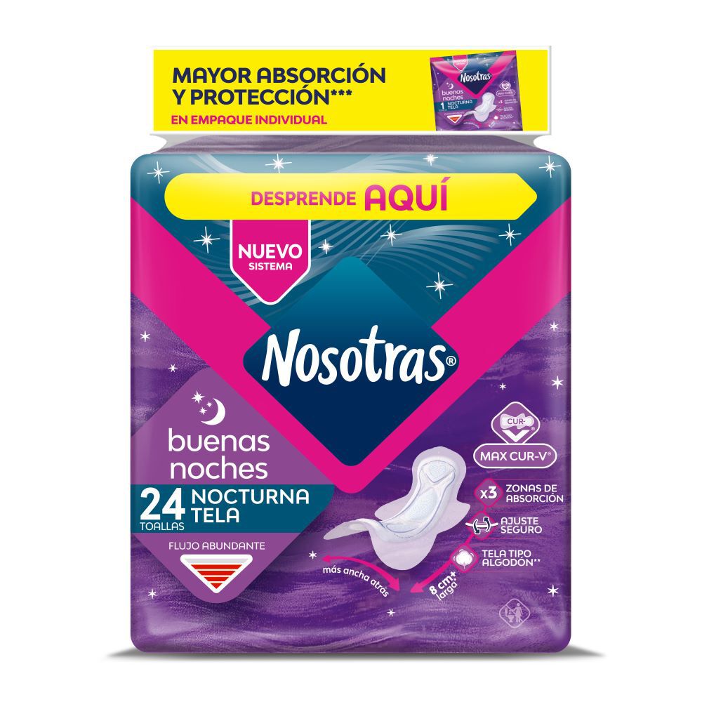 Toallas Higienicas Nocturna Tela Max Cur V Paquete X 24 Und
