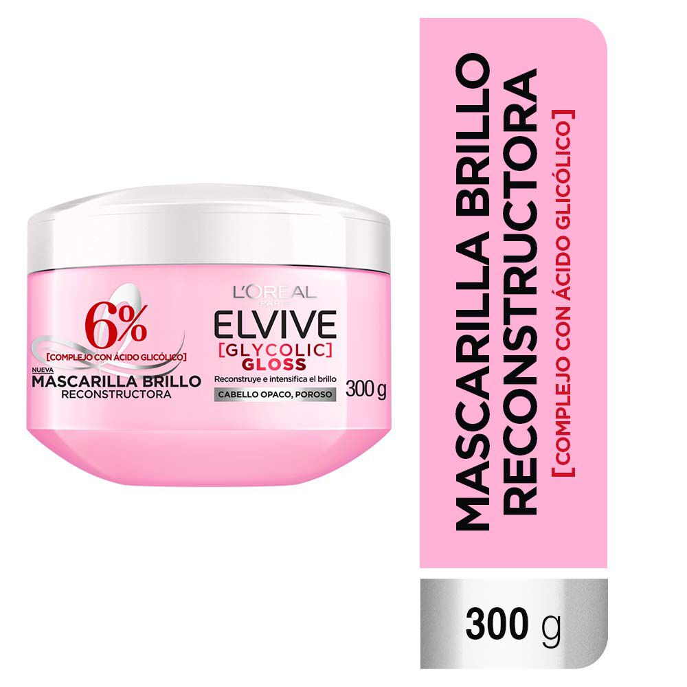 Mascarilla-Reconstructora-Loreal-Paris-Elvive-Glycolic-Gloss-6%-Pote-X-300Gr-imagen-2