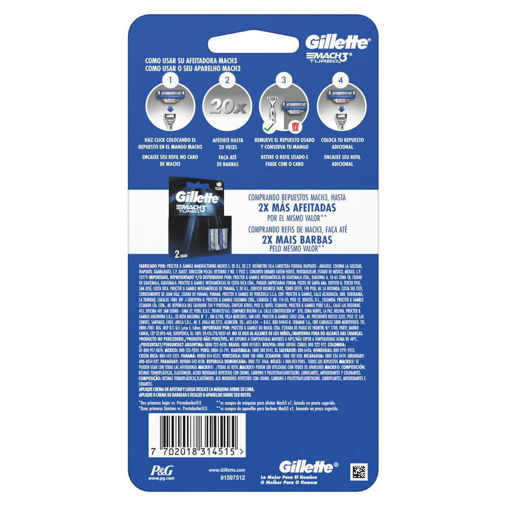 Maquina-Afeitar--Gillette-Mach3-Turbo--Sobre-X-1-imagen-2