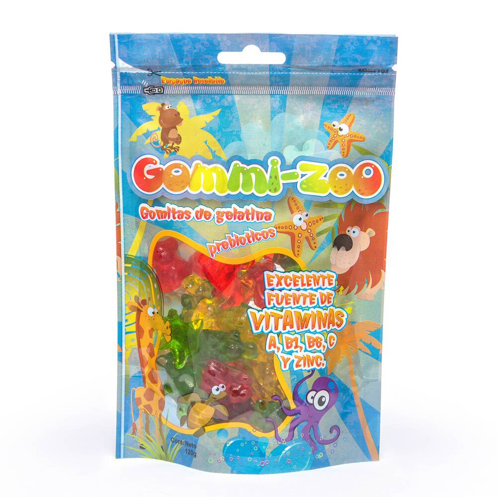 Gommi Zoo Probioticos Vitaminas Zinc Limon Fresa Piña Bolsa X 120Gr
