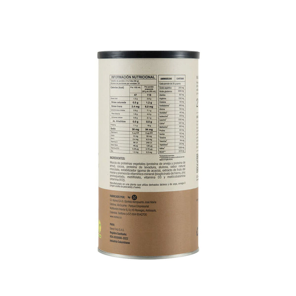Proteina-Veggie-Powder-Savvy-Tarro-X-630Gr-Chocolate-imagen-2