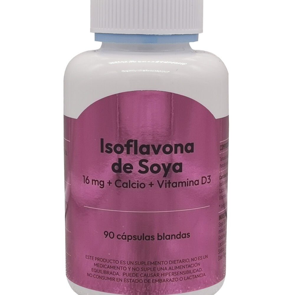 Isoflavona-De-Soya-+-Calcio-+-Vitamina-D3-16Mg+50Mg+200Ui-Capsulas-Blandas-Frasco-X-90-imagen-1