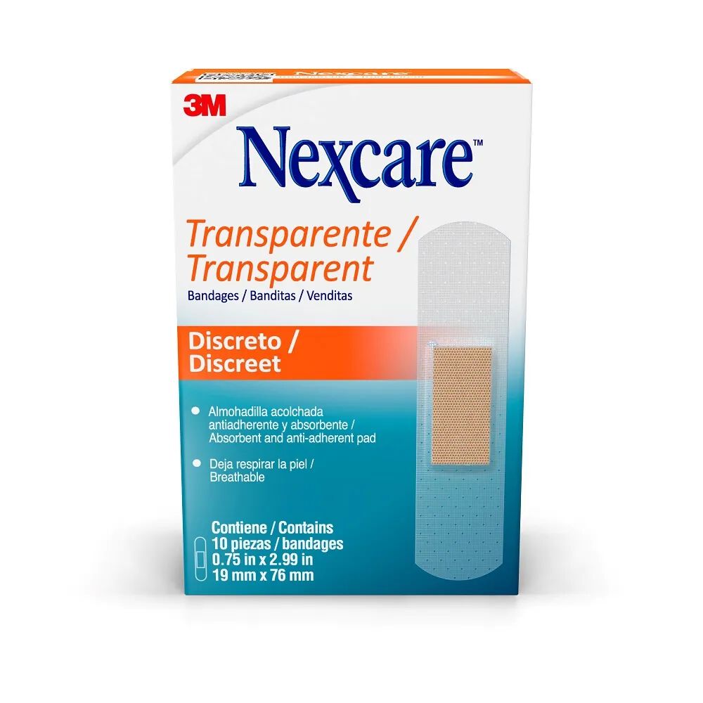 Banditas Transparente Discreto Caja X 10 3M Nexcare 19Mm X 76Mm