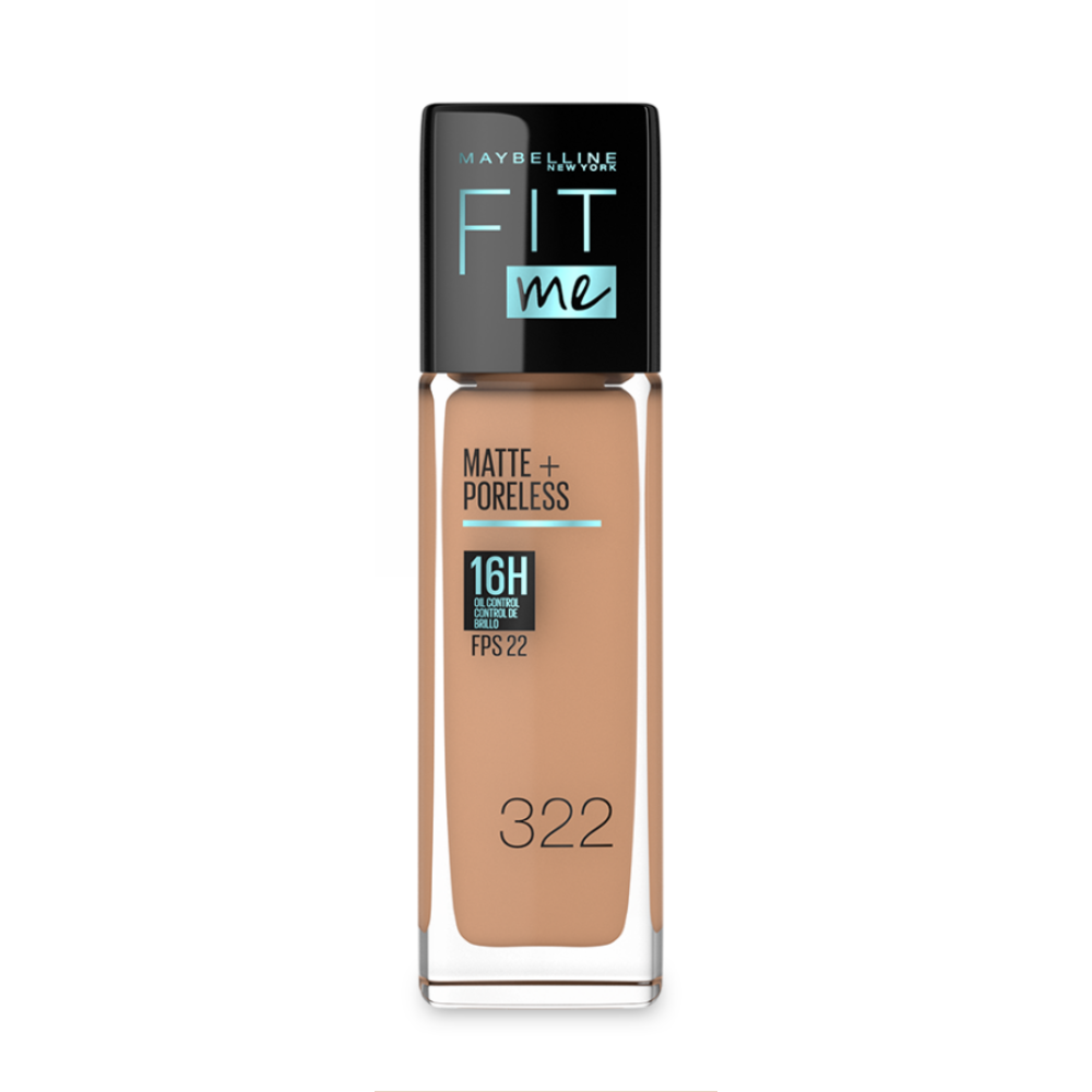 Base Líquida Maybelline Fit Me Matte + Poreless Acabado Mate Tono 322 Warm Honey 30 Ml