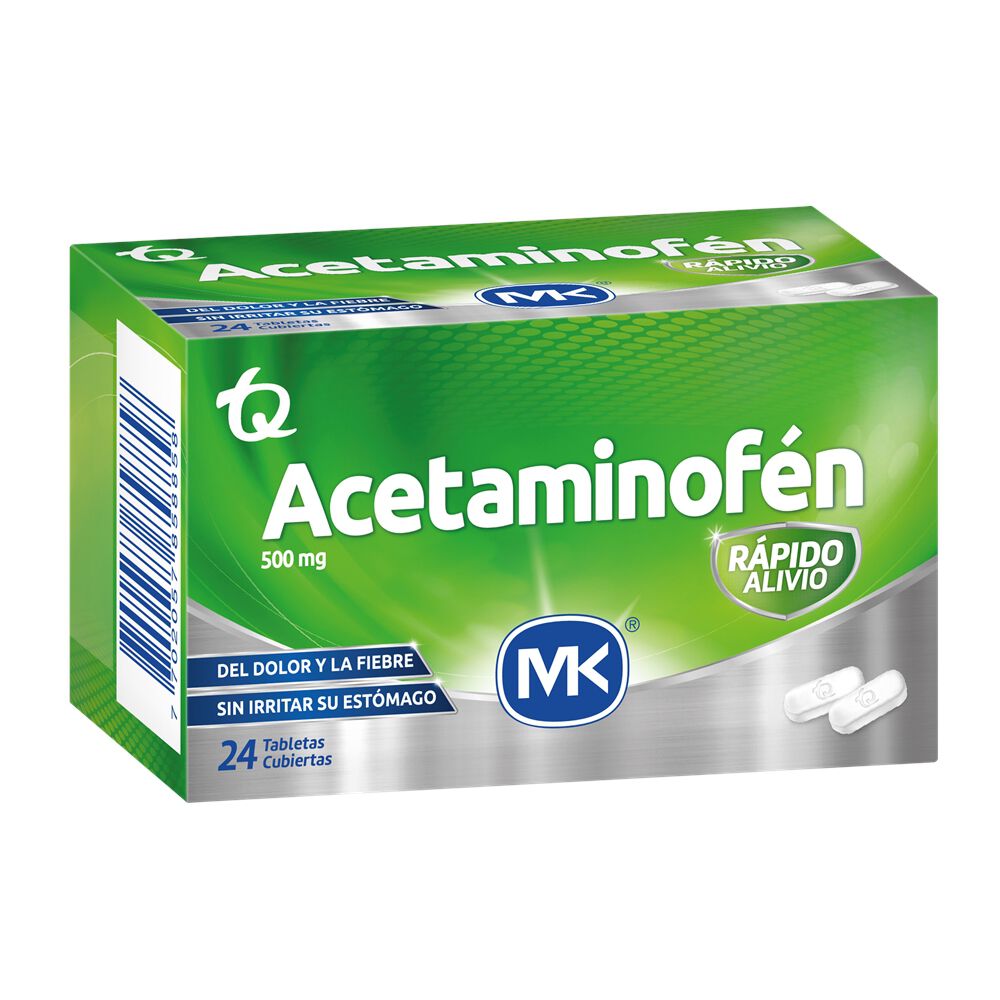 Acetaminofén Rápido y Eficaz Tabletas Cubiertas 500Mg Caja X 24