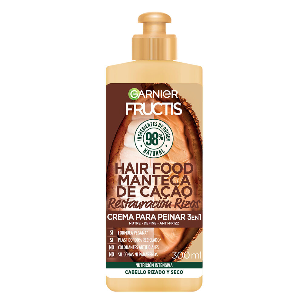 Crema Para Peinar Garnier Hair Food Manteca De Cacao Reparación De Rizos X300Ml