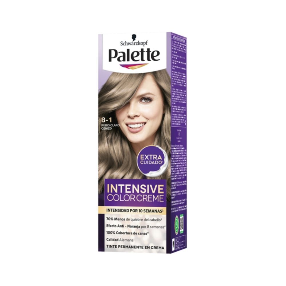 Tinte Palette Color Creme 8-1 Rubio Claro Cenizo X 1 Tubo
