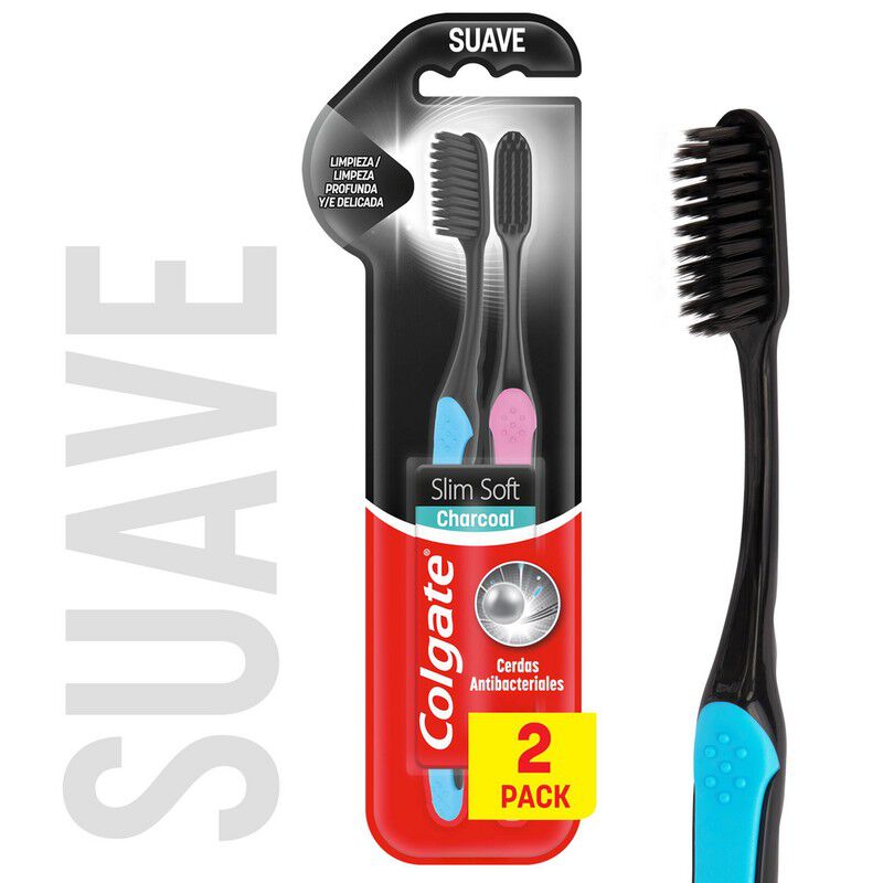 Cepillo De Dientes Colgate Slim Soft Carbón Suave X2Und