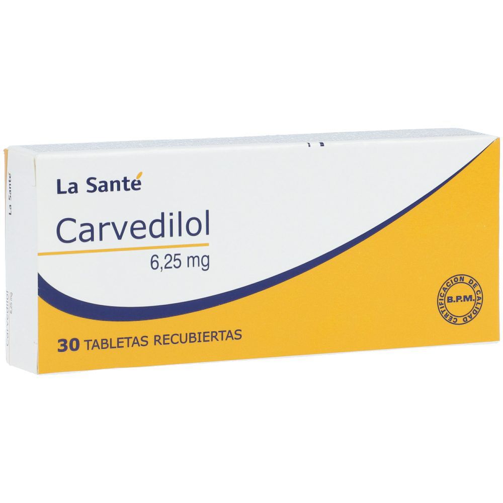 Carvedilol Tabletas Recubiertas 6,25Mg Caja X 30