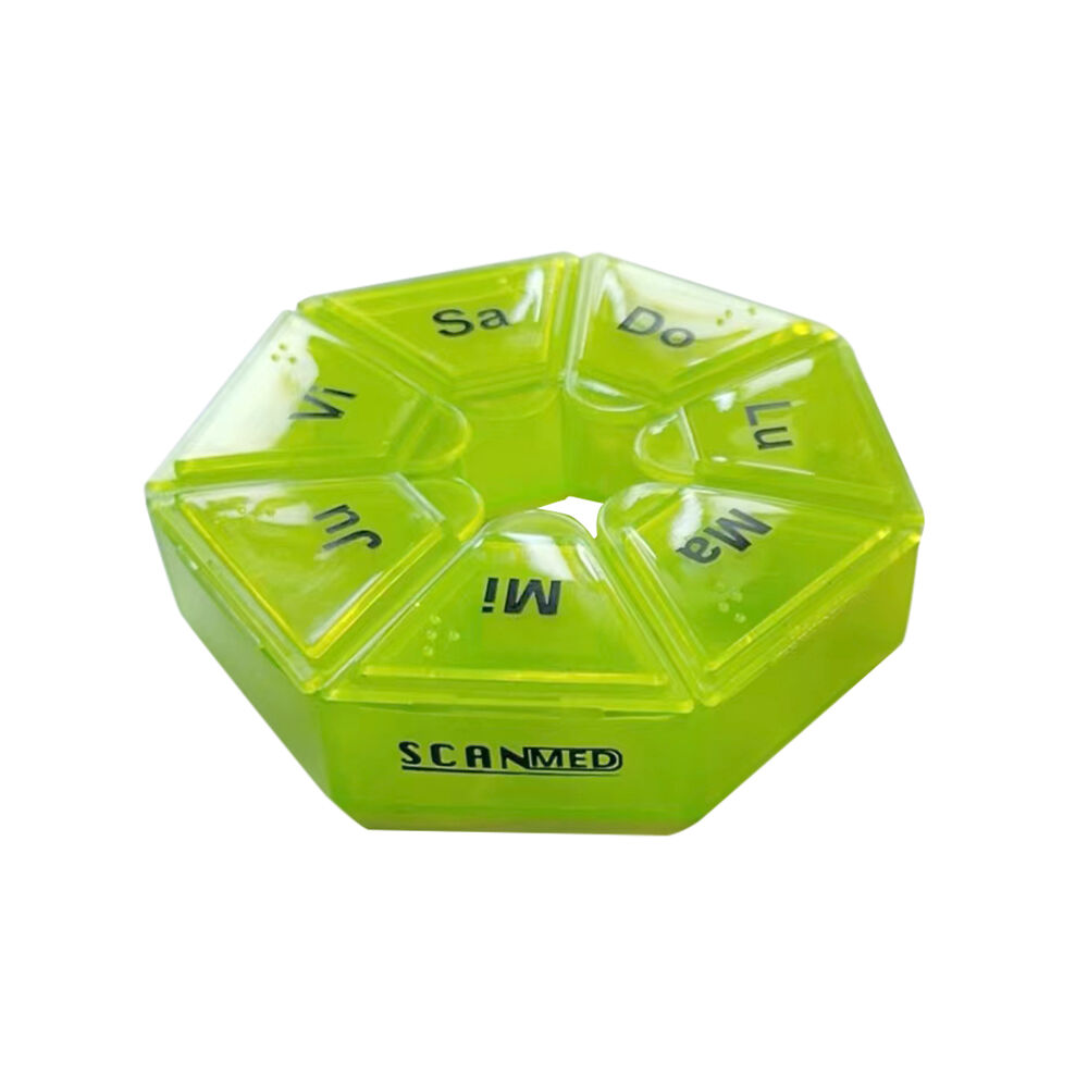 Organizador-De-Pastillas-Scanmed-Semanal-Heptagonal-Und-Verde-imagen