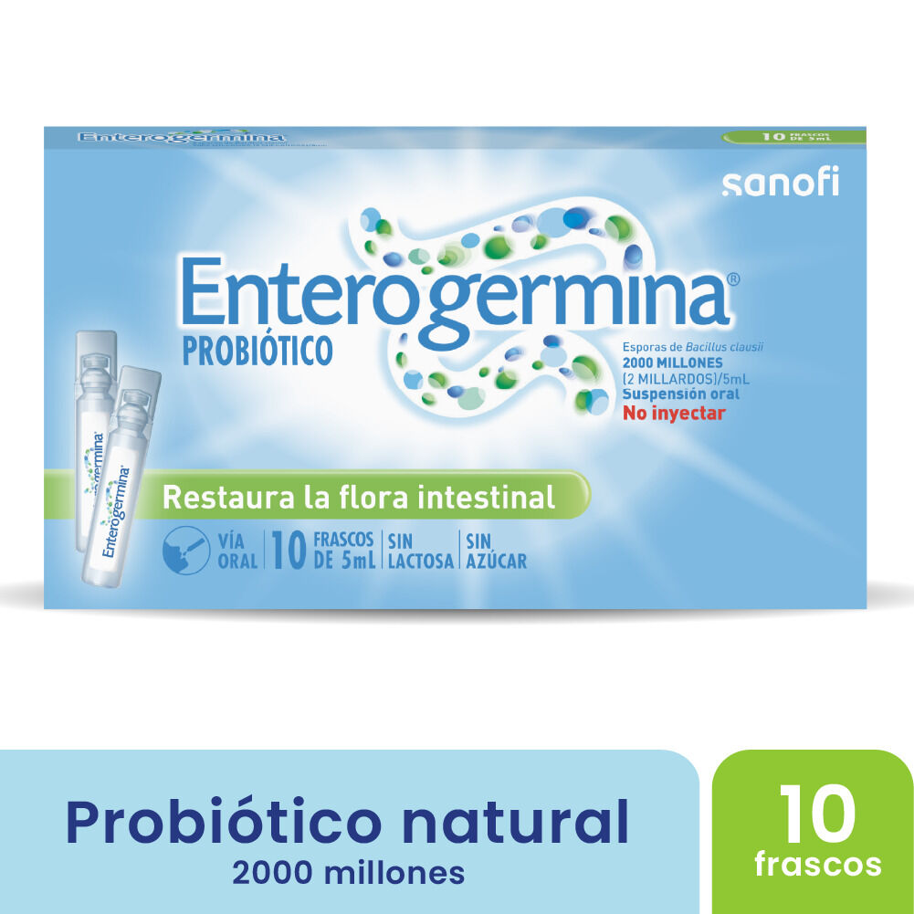 Enterogermina 2000 millones / 5mL En Suspensión Oral X 1 Caja X 10 Viables Bebibles