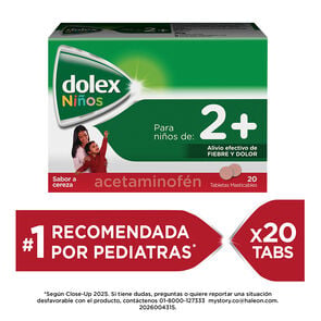 Dolex-Ni&ntilde;os-2+-Tabletas-Masticables-Sabor-a-Cereza-100Mg-Caja-X-20-imagen