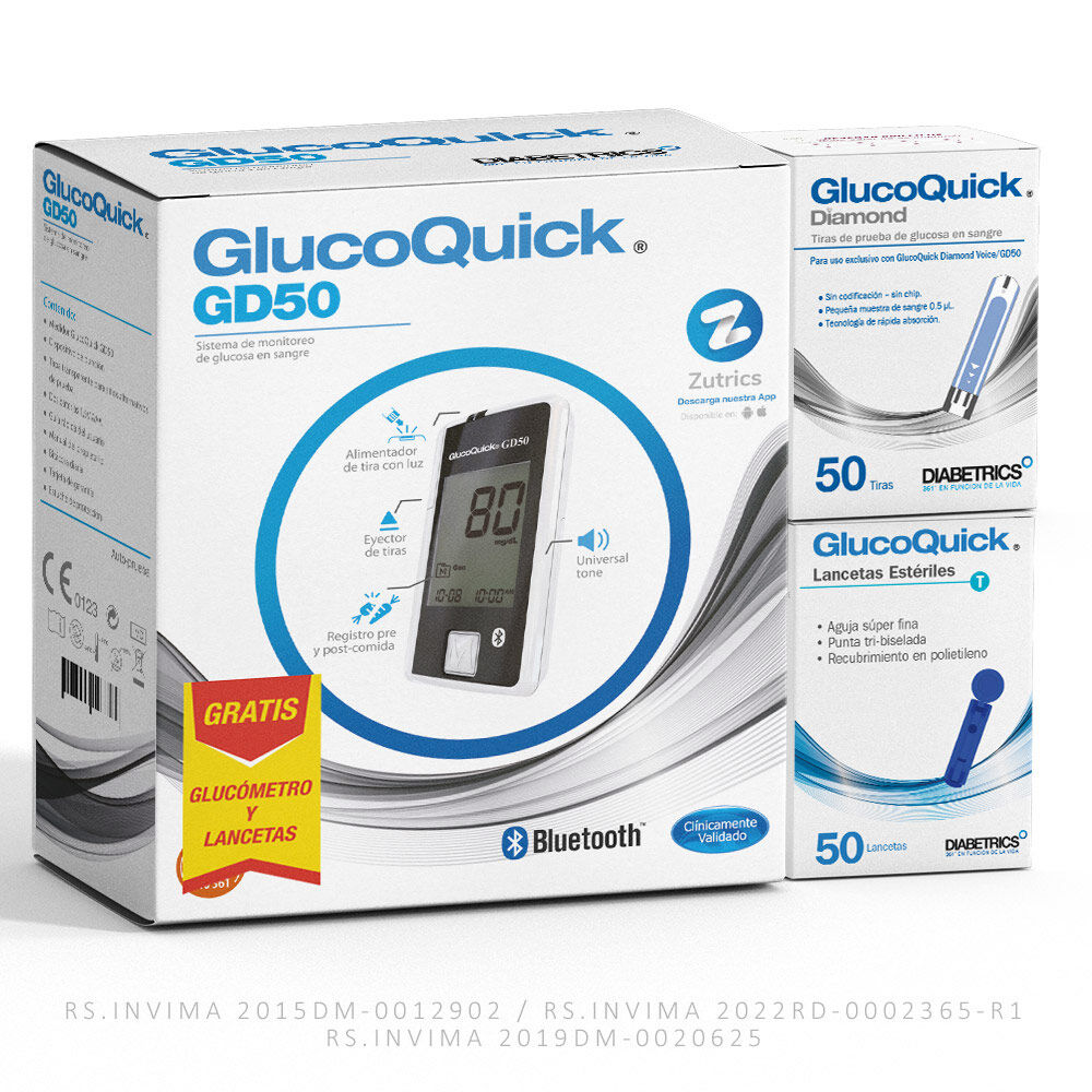 Glucometro-Glucoquick-Gratis-Tiras-Diamond-Lancetas-X50-Ref-Gd50-Paquete--imagen-1