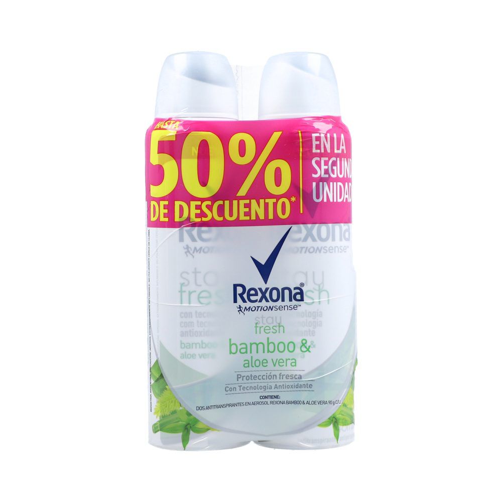 Promo Antitranspirante Aerosol Rexona Paquete X 2 Bamboo X 150Ml