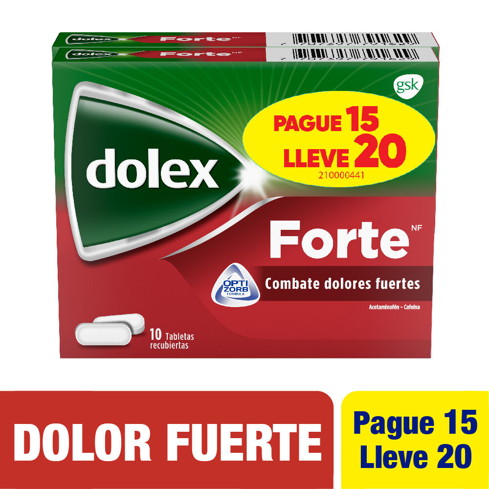Promo Dolex Forte Pague 15 Lleve 20 (500+65)Mg Tableta Recubierta Paquete por 1