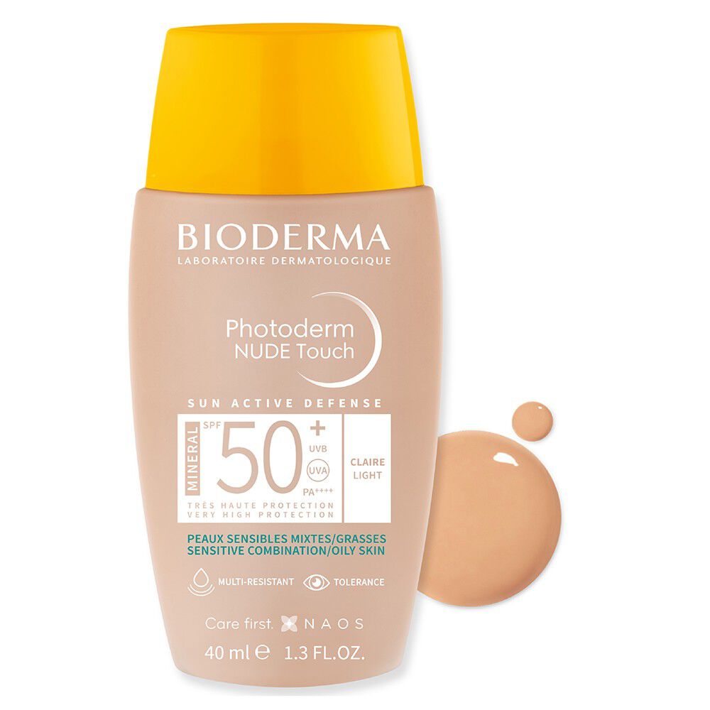 Protector Solar Photoderm Bioderma Nude Touch Fps 50+ Teinte Claire Frasco X 40Ml