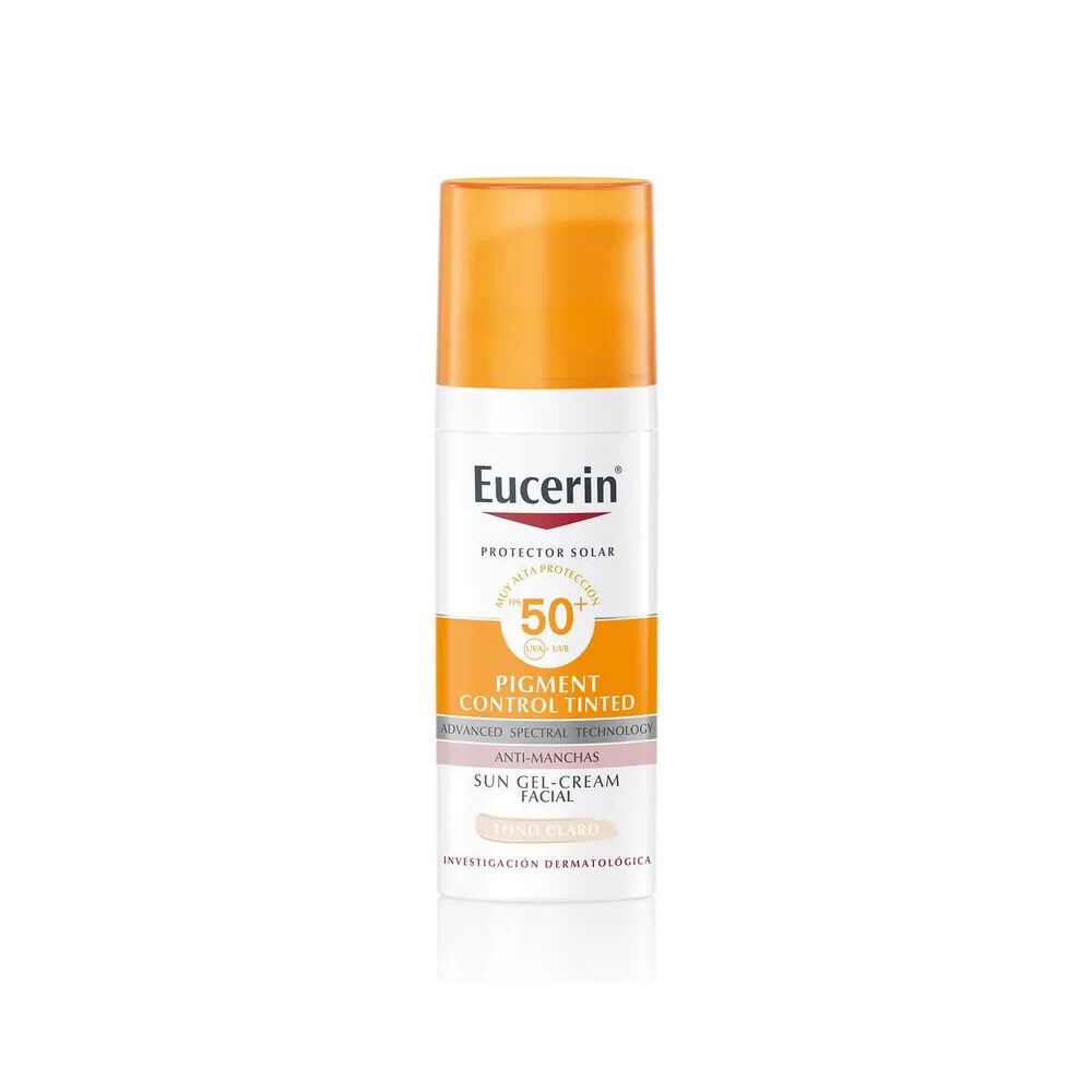 Protector Solar Facial Con Color Eucerin Pigment Control Tono Claro FPS 50 Frasco 50ml