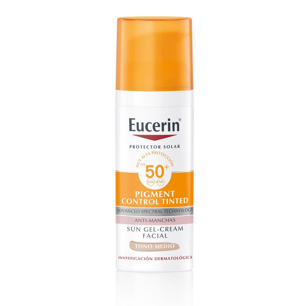 Protector Solar Facial Con Color Eucerin Pigment Control Tono Medio FPS 50 Frasco 50ml