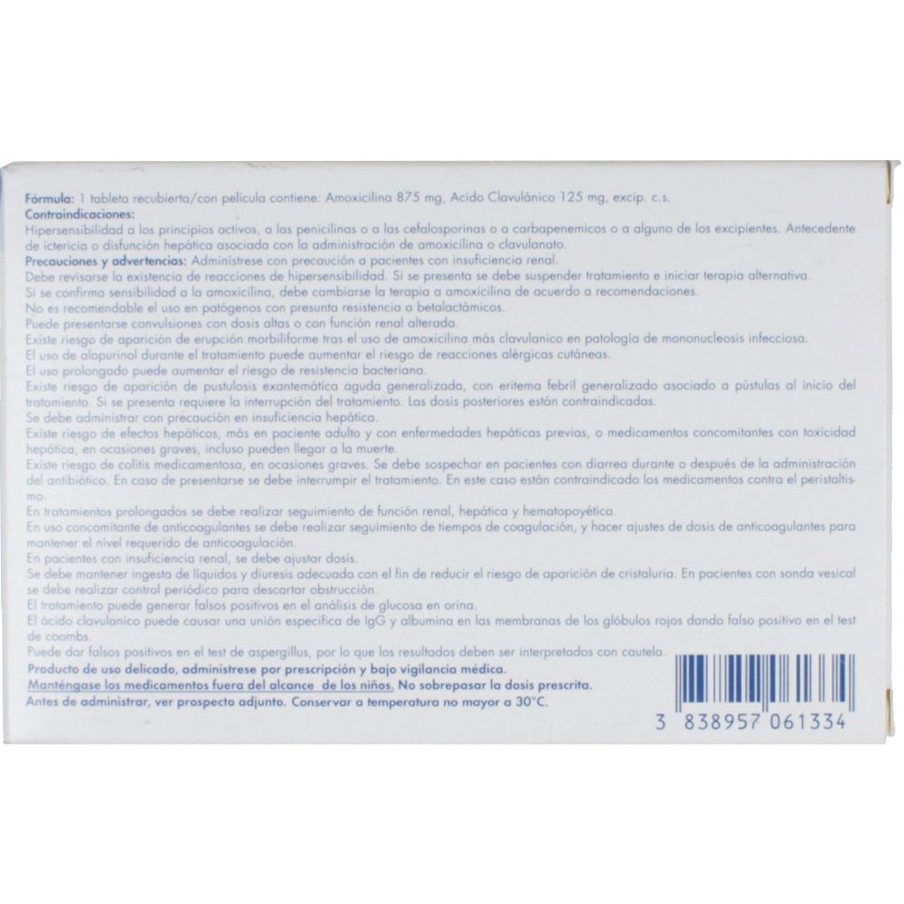 Curam 1Gr (875Mg+125Mg) Caja X 14 Tabletas Recubiertas Curam 1Gr (875Mg+125Mg) Caja X 14 Tabletas Recubiertas