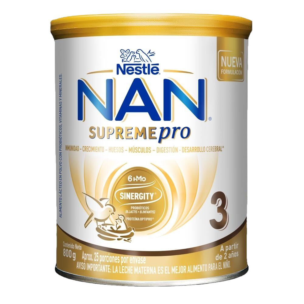 Nan 3 Nestle Supreme Pro Hm-O Formula Láctea Mayor 2 Años Tarro X 800Gr
