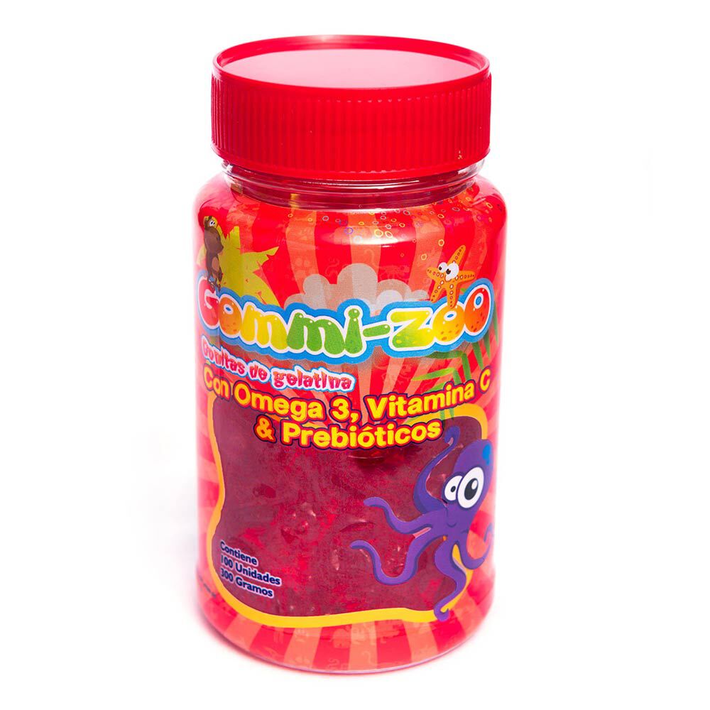 Gommi Zoo Omega 3 Vitamina C Fresa Prebiotico Frasco X 300Gr