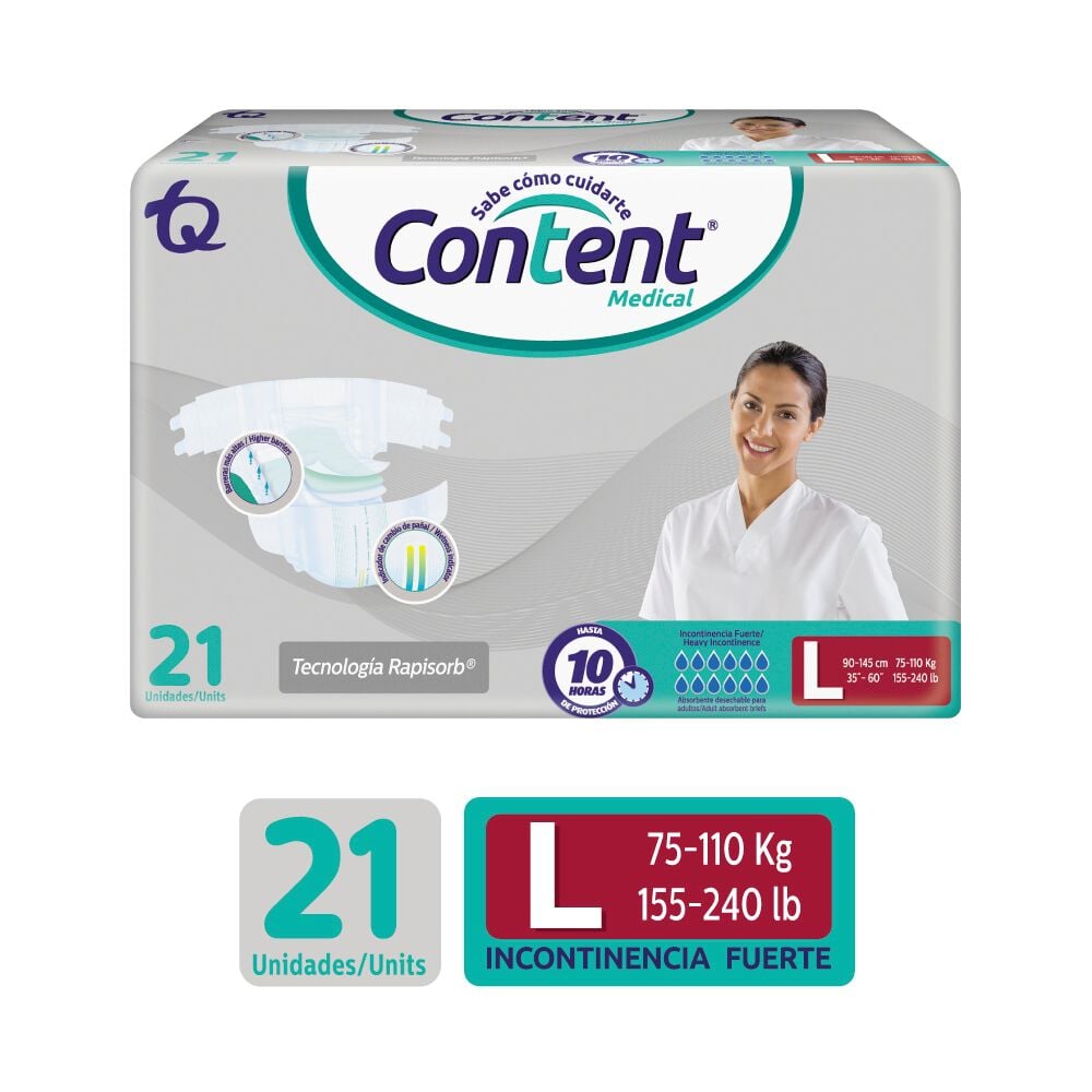 Pañal Content Medical Paquete Por 21 Talla L
