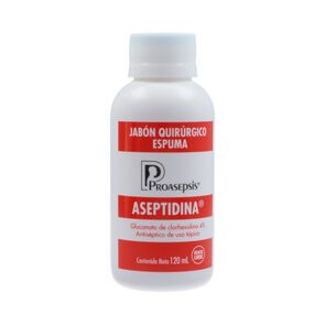 Jabón-Quirúrgico-Espuma-Aseptidina-Solución-Tópica-4%-Frasco-X-120-Ml-imagen