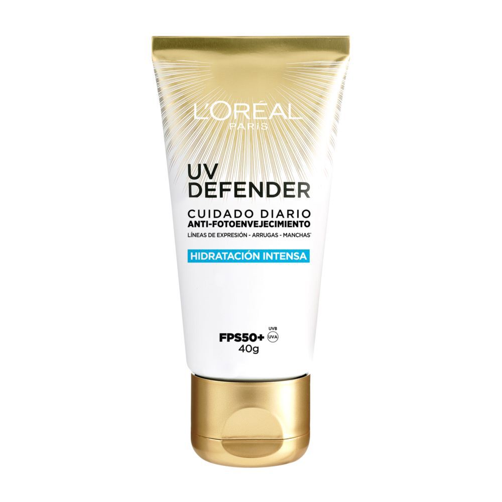 Crema-Cuidado-Diario-Hidratación-Intensa-Loreal-Paris-Uv-Defender-Anti-Fotoenvejecimiento-Fps-50-No-Grasosa-Tubo-X-40Gr-imagen-2