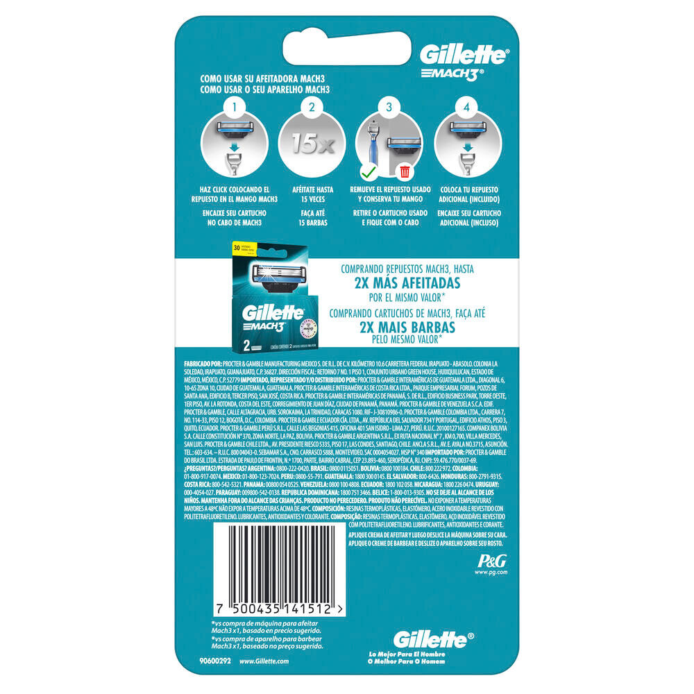 Máquina-Afeitar+2-Repuestos-Gillette-Sobre-X-1-Mach3-imagen-2