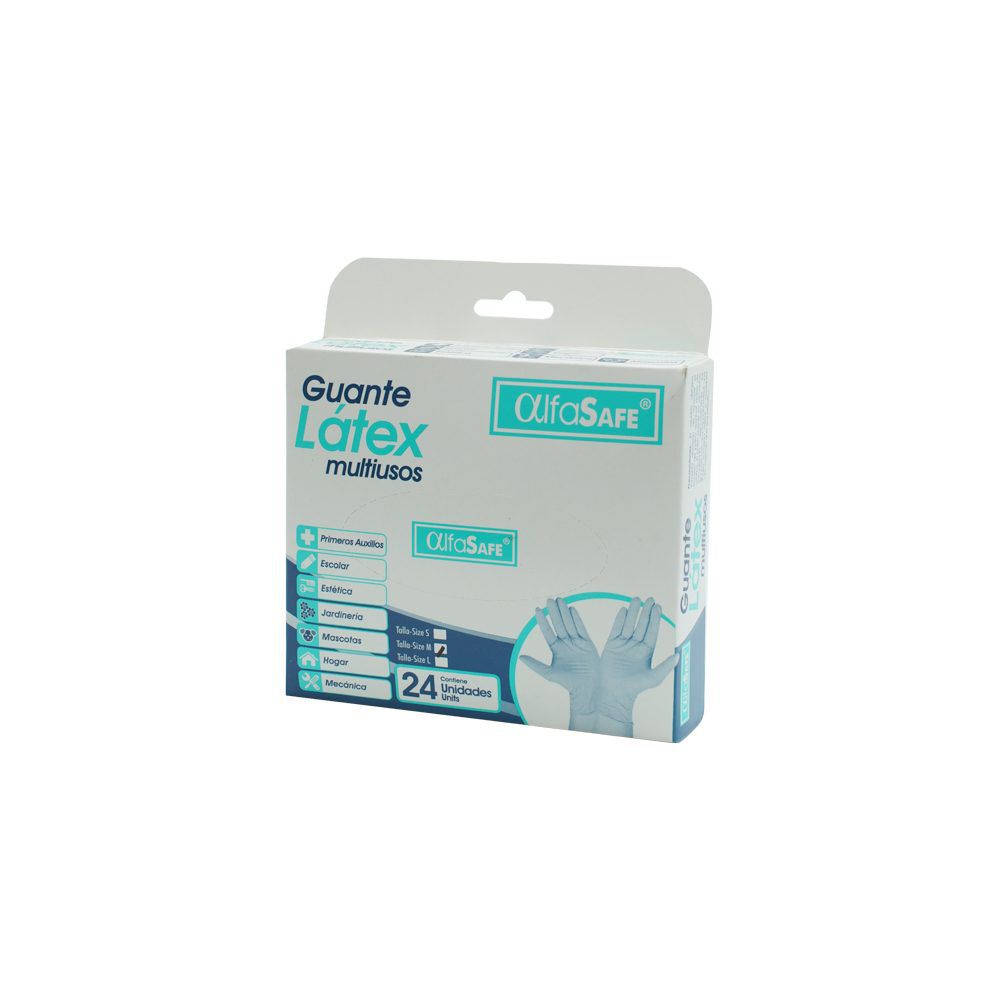 Guantes De Latex Multiusos Alfasafe M Caja X 24
