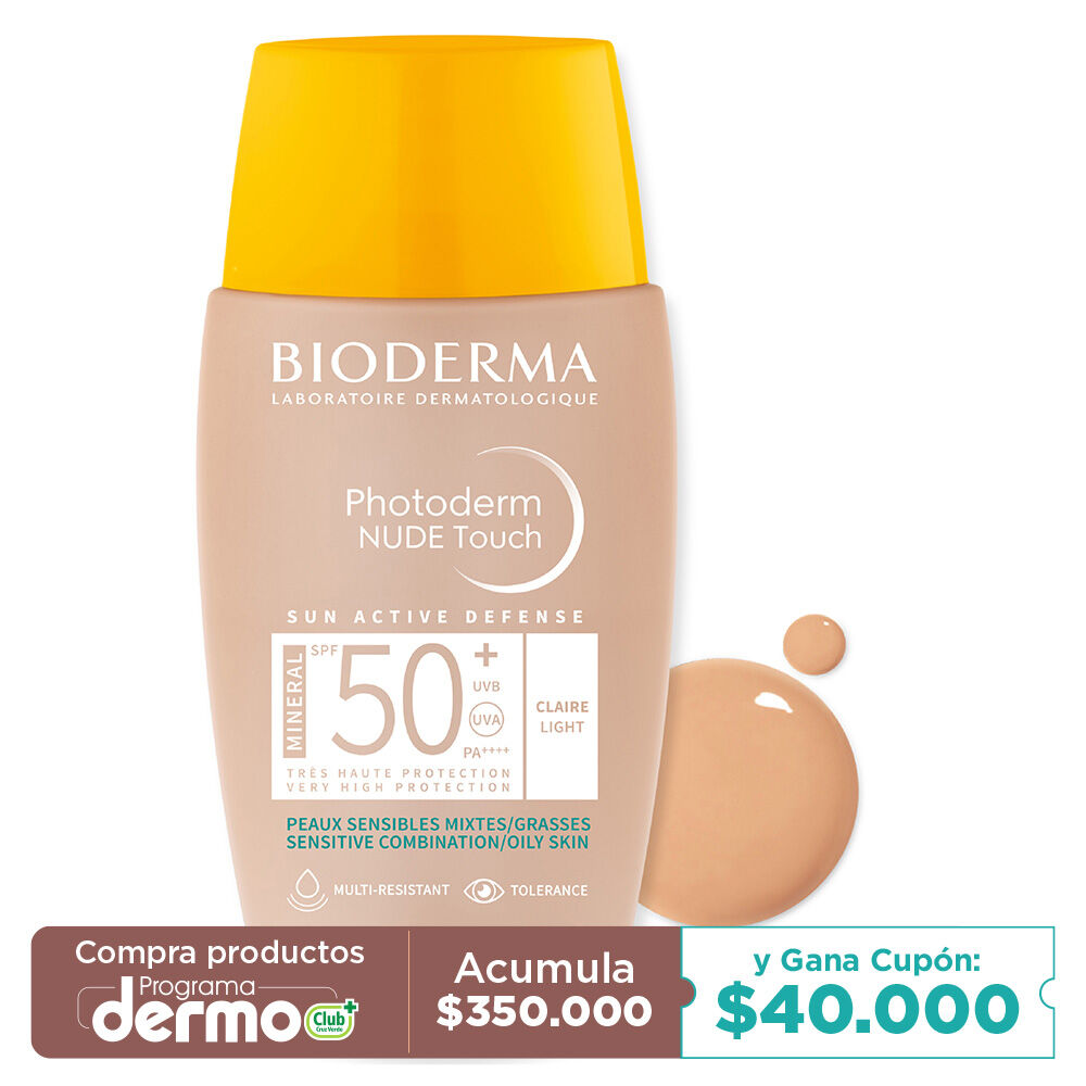 Protector-Solar-Photoderm-Bioderma-Nude-Touch-Fps-50+-Teinte-Claire-Frasco-X-40Ml-imagen-1
