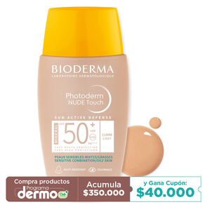 Protector-Solar-Photoderm-Bioderma-Nude-Touch-Fps-50+-Teinte-Claire-Frasco-X-40Ml-imagen