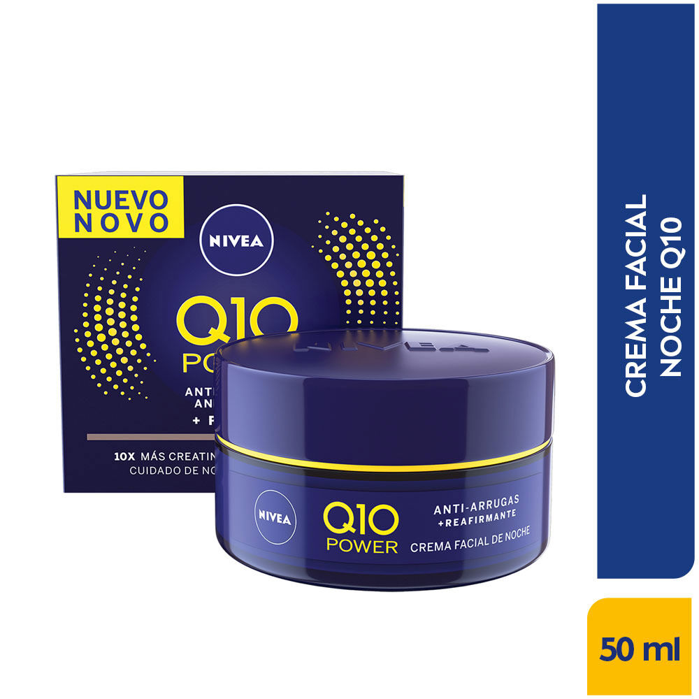 Crema Facial Antiarrugas Noche Nivea Q10 Plus Frasco 50 Ml