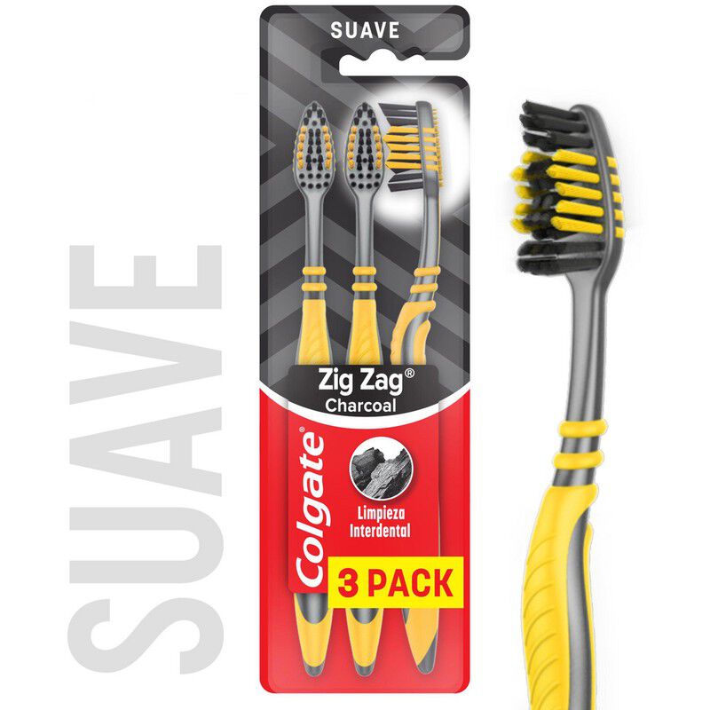 Cepillo De Dientes Colgate Zig Zag Carbon Suave X3Und