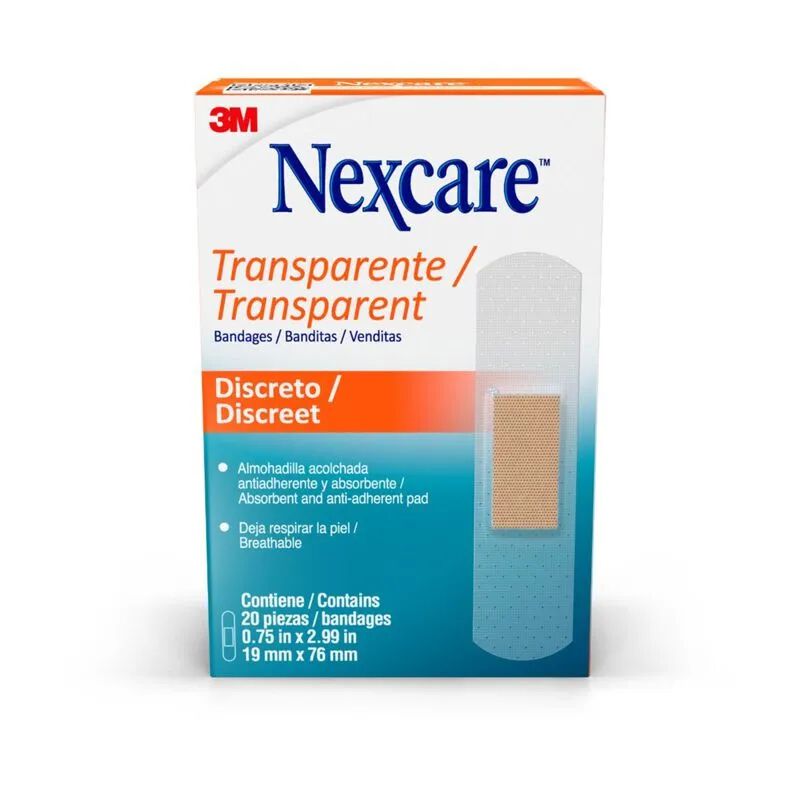 Banditas Transparente Discreto Caja X 20 3M Nexcare 19Mm X 76Mm