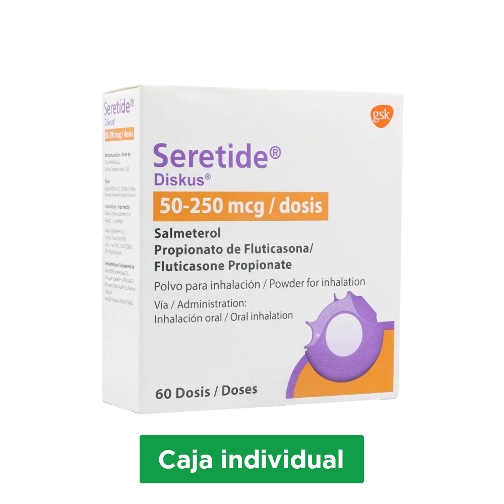 Seretide Diskus (250+50)Mcg Polvo Inhalador Oral Frasco X 60Dosis