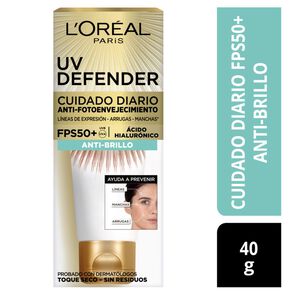 Crema-Cuidado-Diario-Anti-Brillo-Loreal-Paris-Uv-Defender-Anti-Fotoenvejecimiento-Fps-50+-Tubo-X-40Gr-imagen