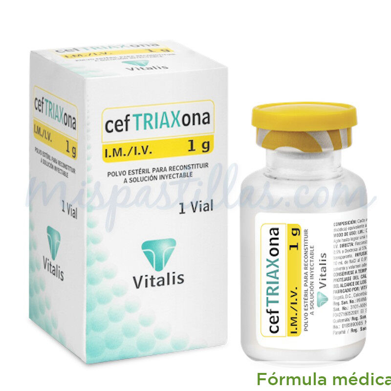 Ceftriaxona 1Gr Polvov InyecTabletasle Cajas X 1Vial Vitalis