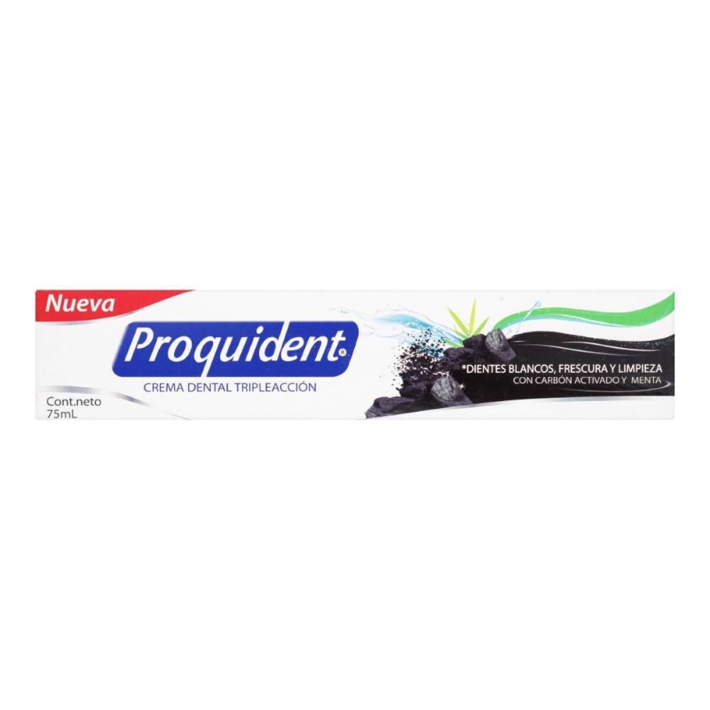 Crema Dental Tripleaccion Proquident Carbon Activo Y Menta Tubo X 75Ml