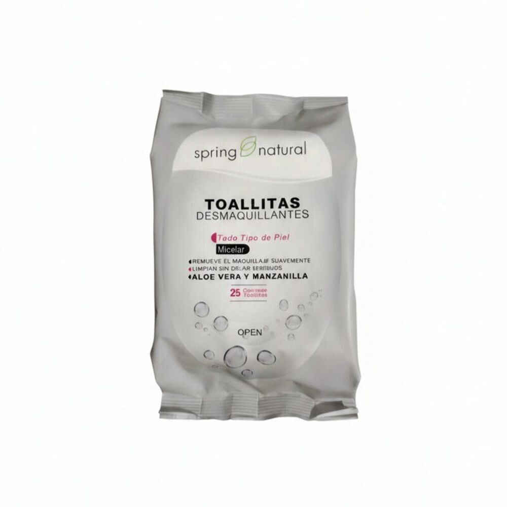 Toallitas-Desmaquillantes-Spring-Natural-Todo-Tipo-De-Piel-Micelar-Paq-25-Aloe-Vera-Y-Manzanilla-imagen