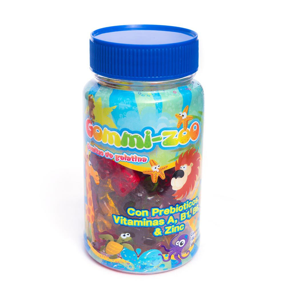 Gommi-Zoo-Probioticos-Vitaminas,-Zinc--Limon-Fresa-Piña-Frasco-X-300Gr-imagen