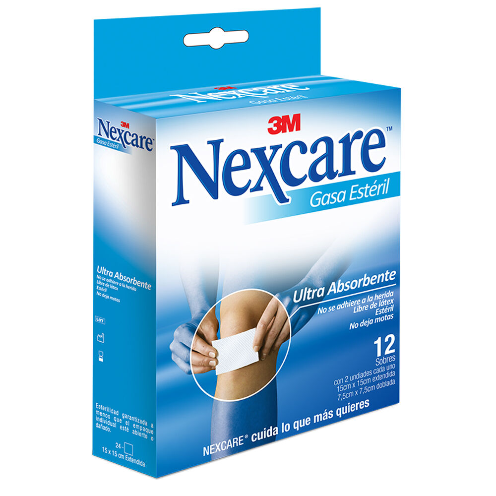 Gasa Estéril Nexcare Ultra Absorbente Caja 12 Sobres 2