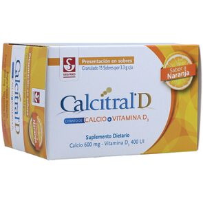 Calcitral-D-(600Mg+400Ui)/3.3Gr-Granulado-Caja-X-15-Sobres-Naranja-imagen