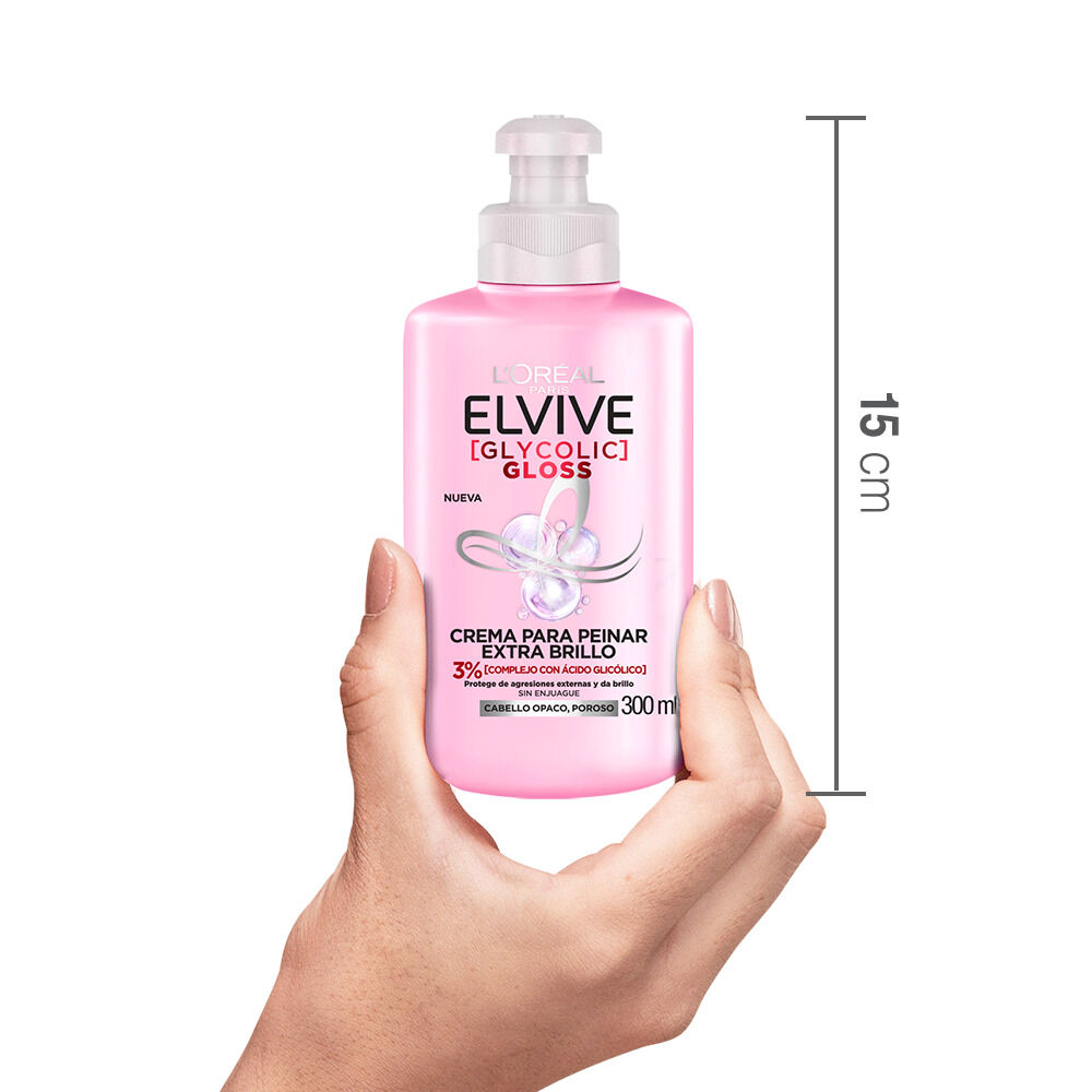 Crema-Para-Peinar-Loreal-Paris-Elvive-Glycolic-Gloss-3%-Frasco-X-300Ml-imagen-3