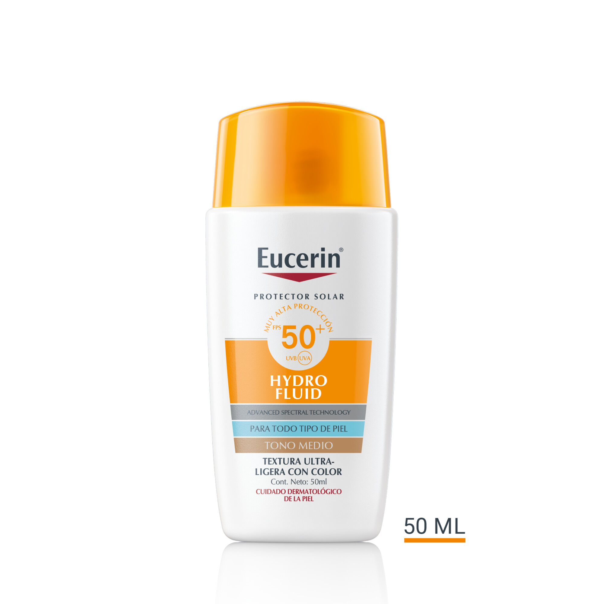 Protector Solar Facial Eucerin Hydro Fluid Tono Medio Fps 50+ Frasco 50 Ml
